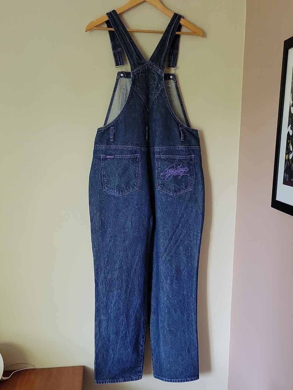 Vintage Y2K Streetwear Women's Purple Contrast Stitch Utility Overalls M-L - Picture 5 of 9